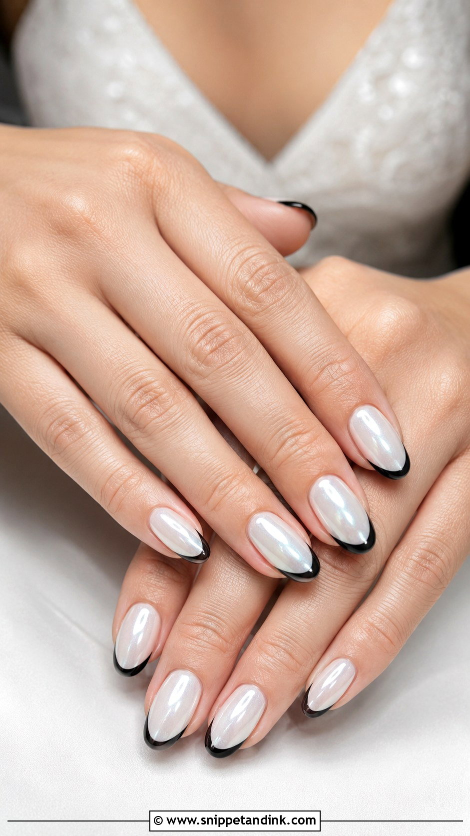 Black And White Chrome Wedding Nails - Snippet and Ink - 20 Black and White Wedding Nails
