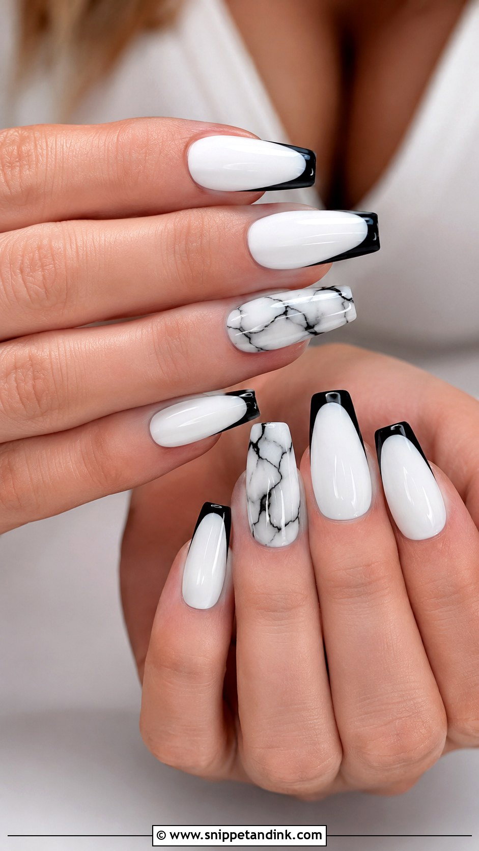 Black And White Coffin Wedding Nails - Snippet and Ink - 20 Black and White Wedding Nails