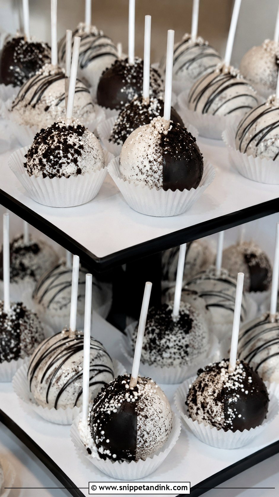 Black And White Cookies And Cream Cake Pops - Snippet and Ink - 20 Black and White Wedding Cake Pops