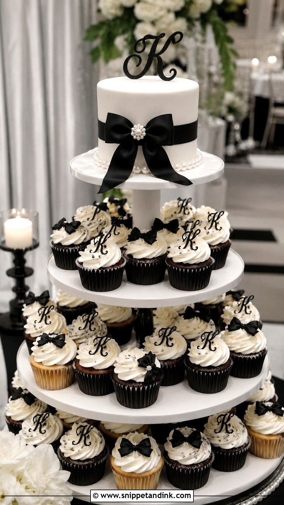 Black And White Cupcake Wedding Cake - Snippet and Ink - 25 Elegant Cupcake Wedding Cake Ideas