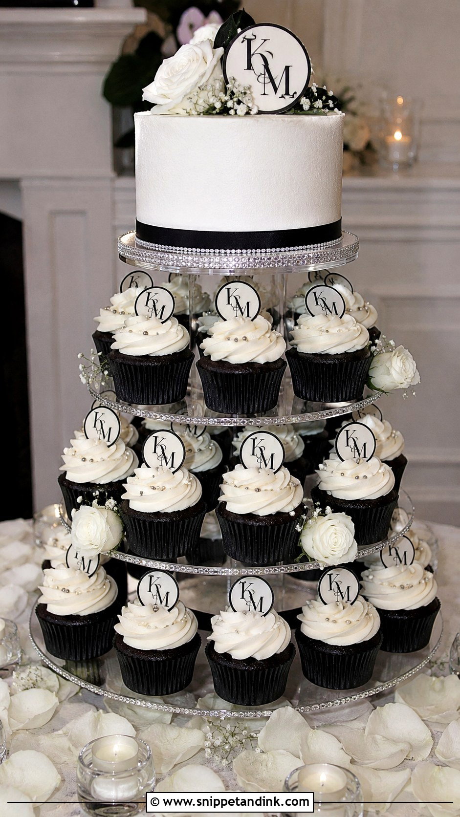 Black And White Cupcake Wedding Cake - Snippet and Ink - 20 Cupcake Wedding Cake Ideas