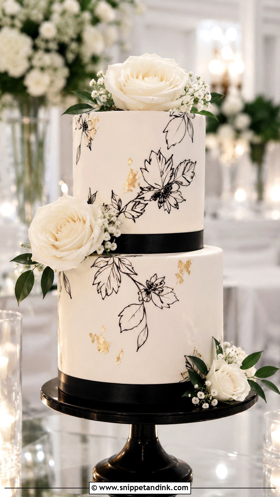 Black And White Double Decker Wedding Cake - Snippet and Ink - 20 Double Decker Cake Design Ideas for Wedding