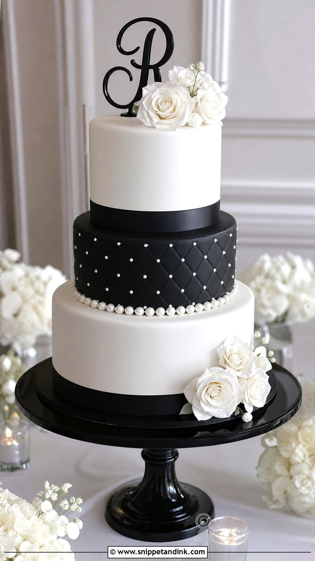 Black And White Dummy Wedding Cake - Snippet and Ink - 25 Dummy Cake Ideas for Wedding