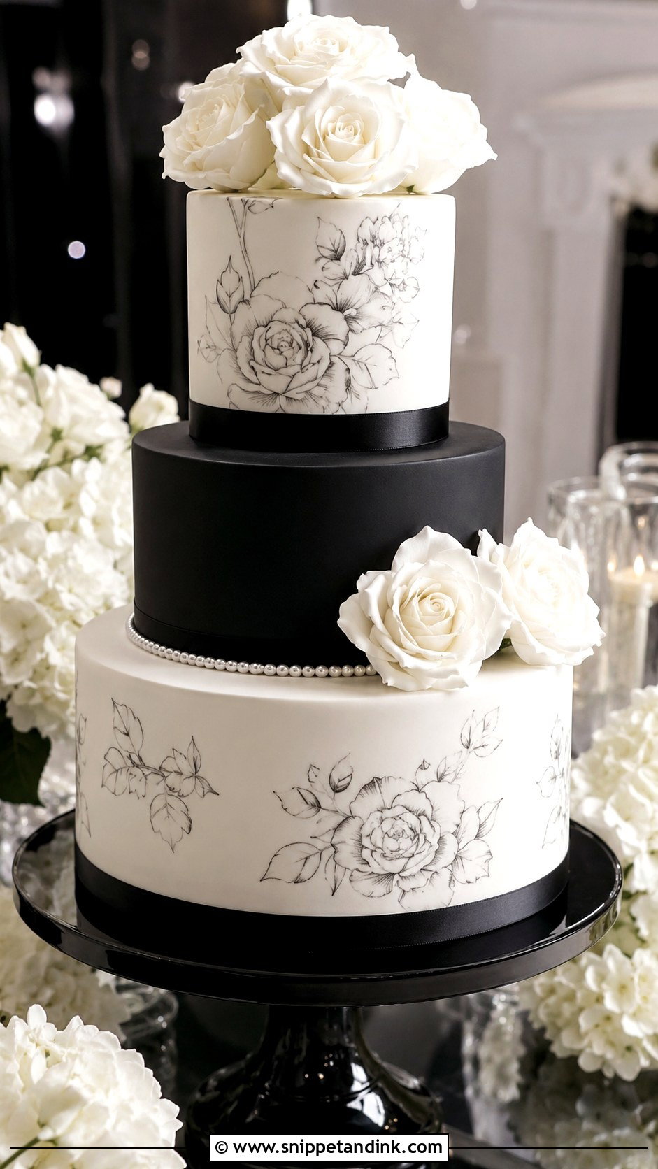 Black And White Dummy Wedding Cake - Snippet and Ink - 20 Dummy Cake Designs for Wedding