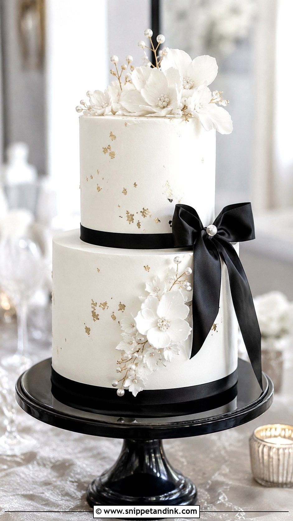 Black And White Engagement Cake - Snippet and Ink - 20 Elegant Engagement Cake Ideas