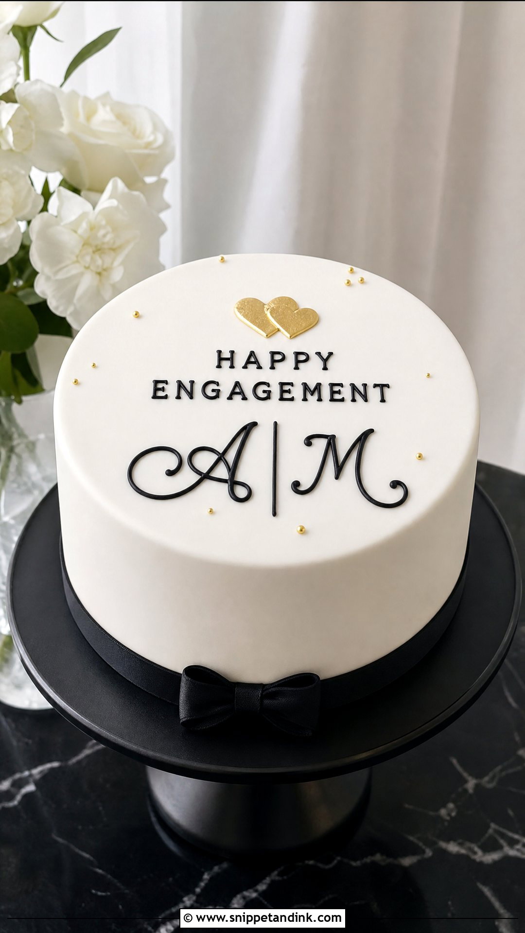 Black And White Engagement Cake - Snippet and Ink - 25 Engaged Cake Ideas