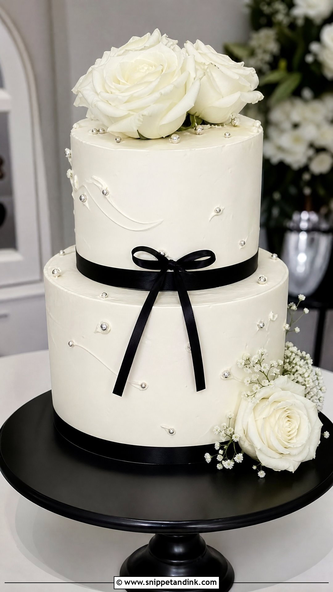 Black And White Engagement Cake - Snippet and Ink - 25 Engagement Cake Ideas