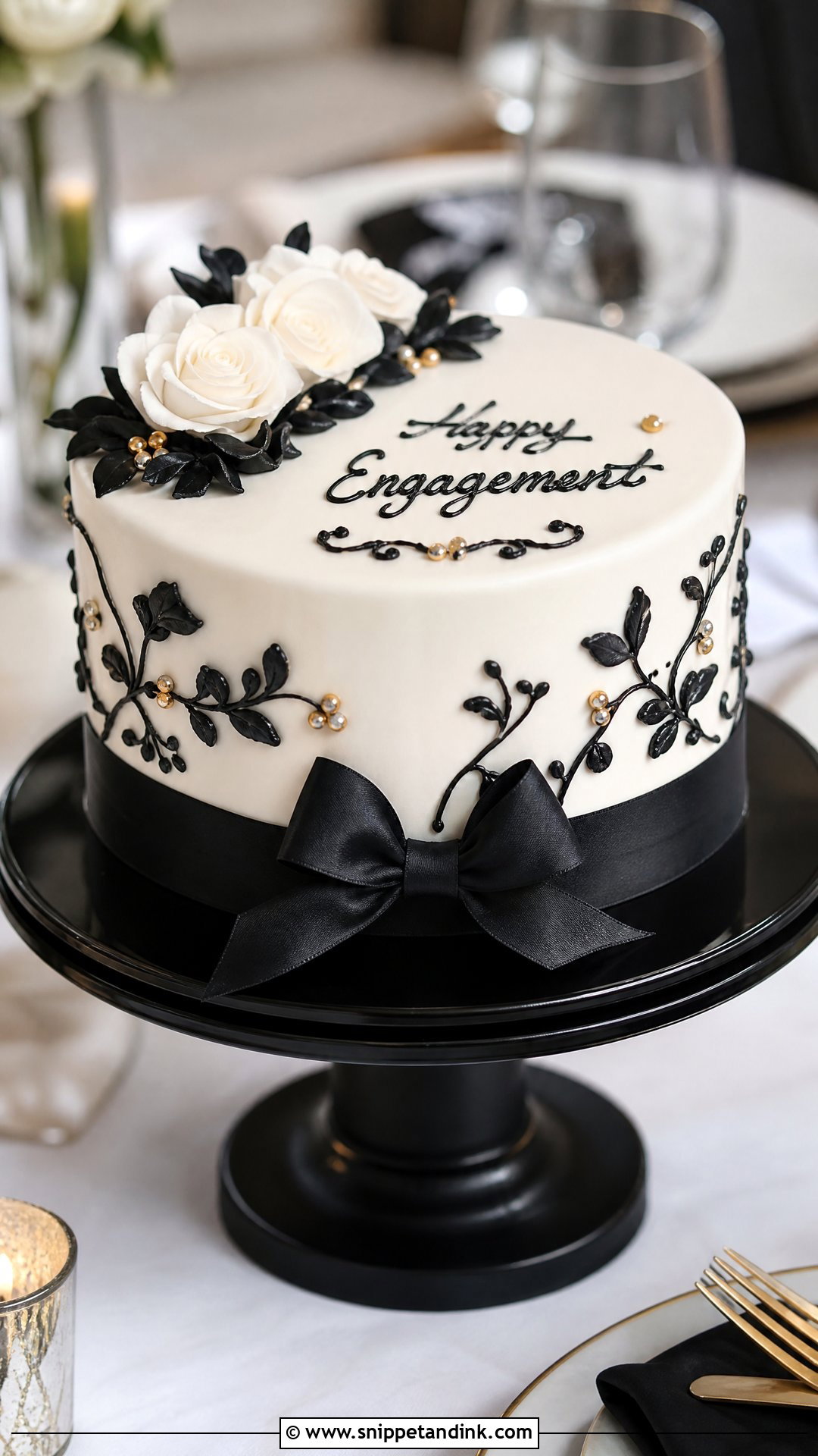 Black And White Engagement Cake - Snippet and Ink - 25 Unique Engagement Cake Designs