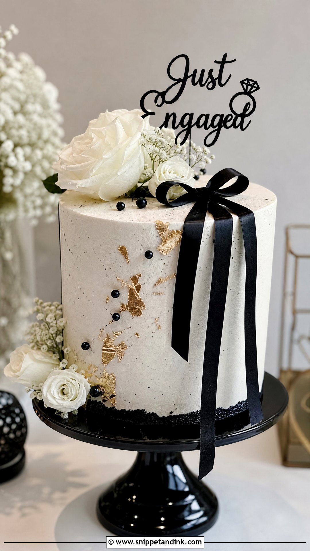 Black And White Engagement Cake - Snippet and Ink - 30 Engagement Cakes