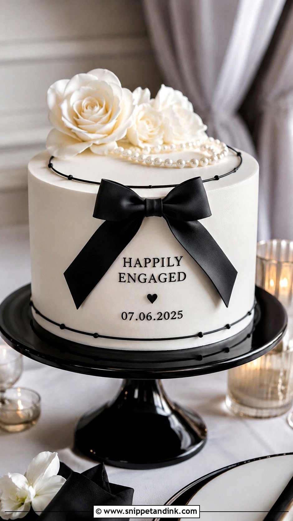 Black And White Engagement Cake - Snippet and Ink - 20 Classy Engagement Cake Designs