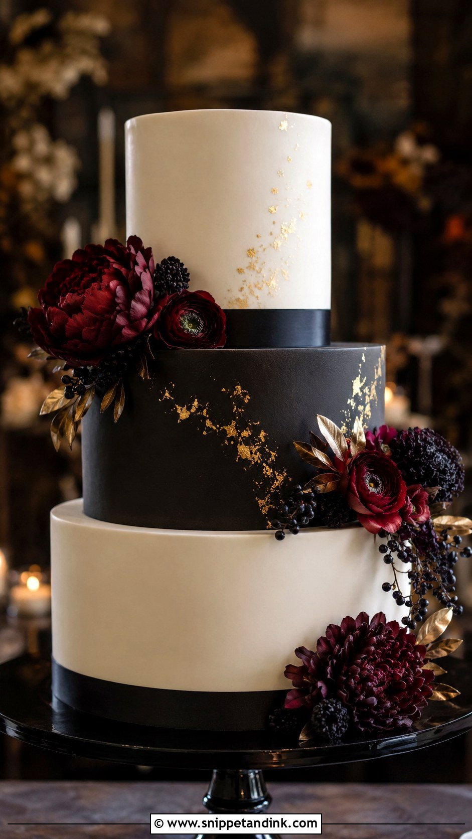 Black And White Fall Wedding Cake - Snippet and Ink - 20 Wedding Cakes for Fall