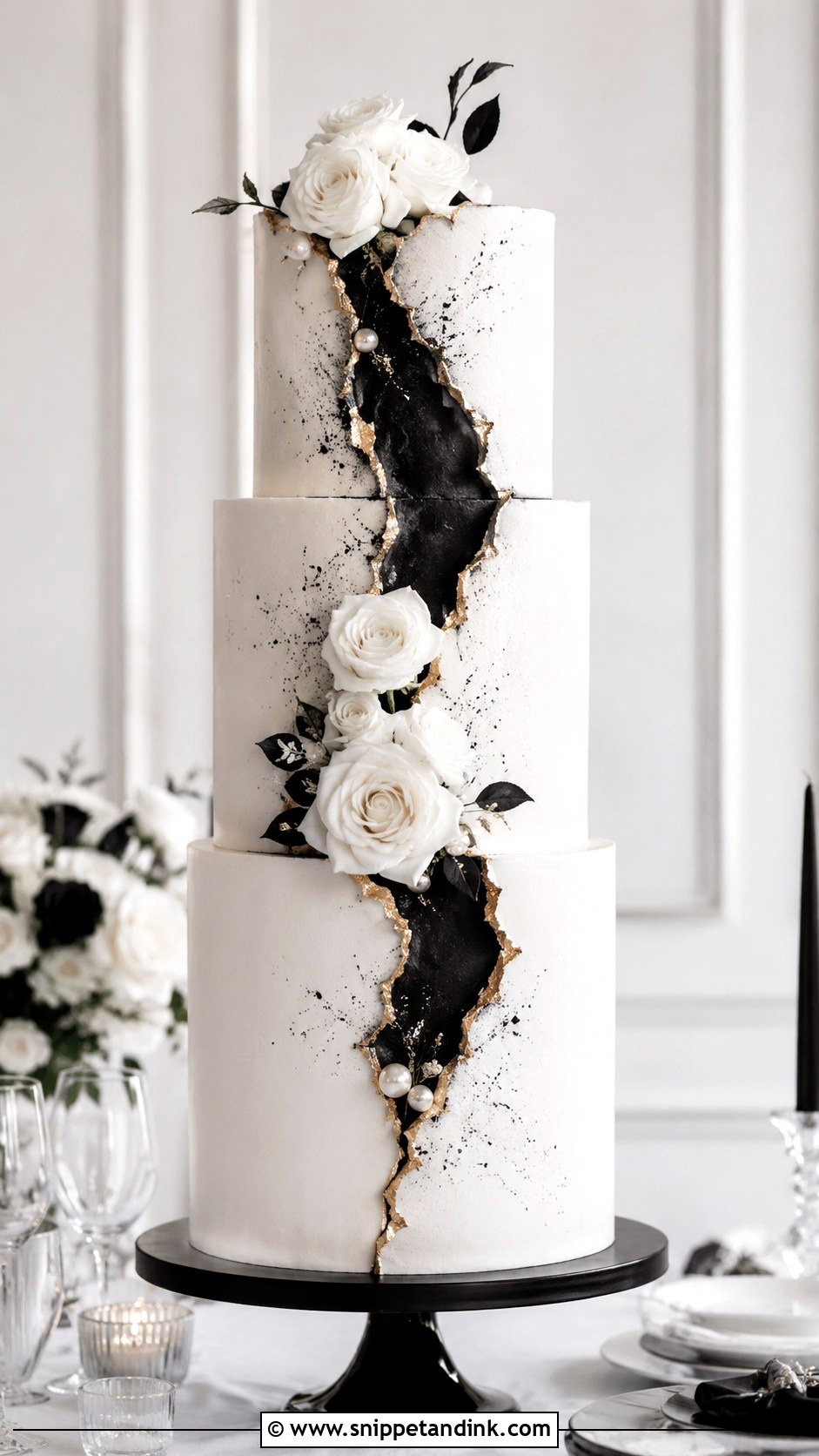 Black And White Fault Line Wedding Cake - Snippet and Ink - 20 Fault Line Cakes for Wedding