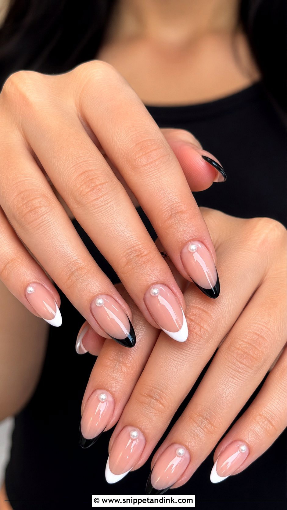 Black And White French Tip Wedding Nails - Snippet and Ink - 20 Black and White Wedding Nails