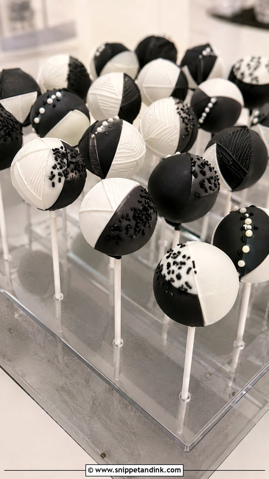 Black And White Geometric Cake Pops - Snippet and Ink - 20 Black and White Wedding Cake Pops