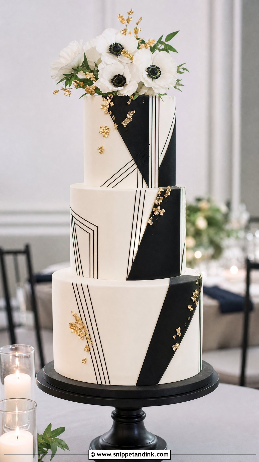 Black And White Geometric Wedding Cake - Snippet and Ink - 25 Geometric Cake Ideas for Wedding