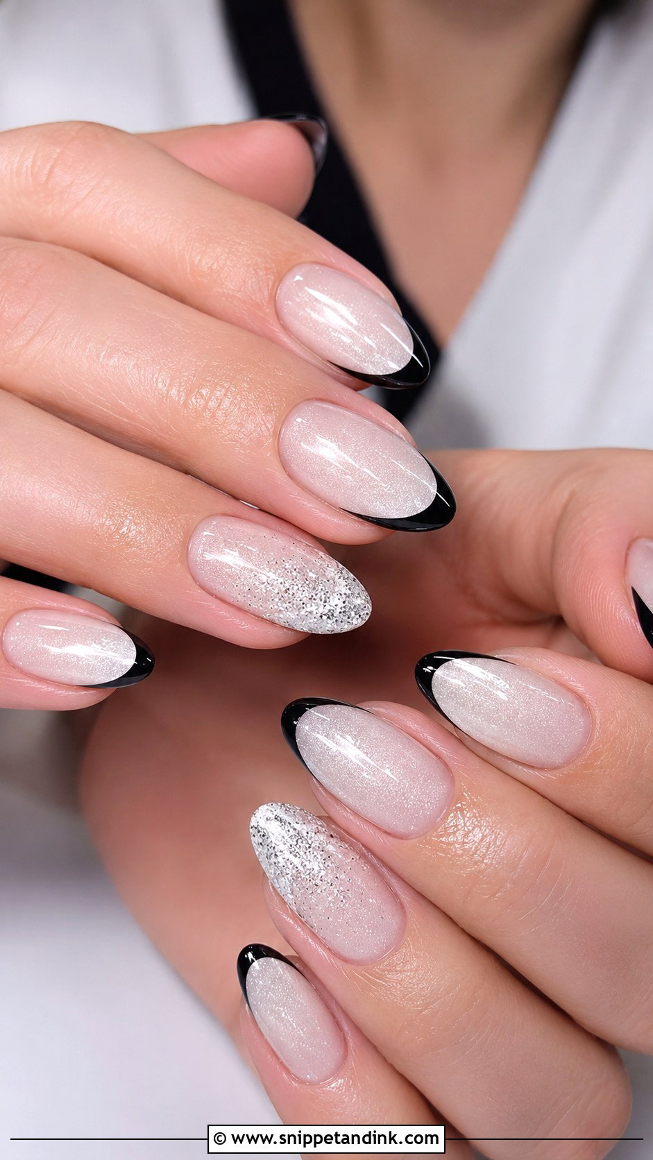 Black And White Glitter Wedding Nails - Snippet and Ink - 20 Black and White Wedding Nails