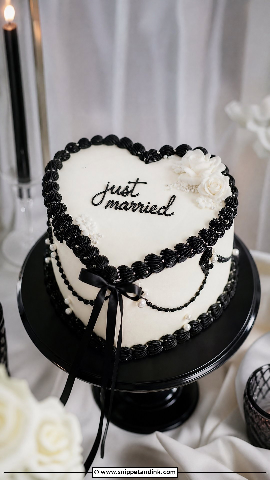 Black And White Heart Wedding Cake - Snippet and Ink - 20 Love Heart Cake Ideas for Wedding