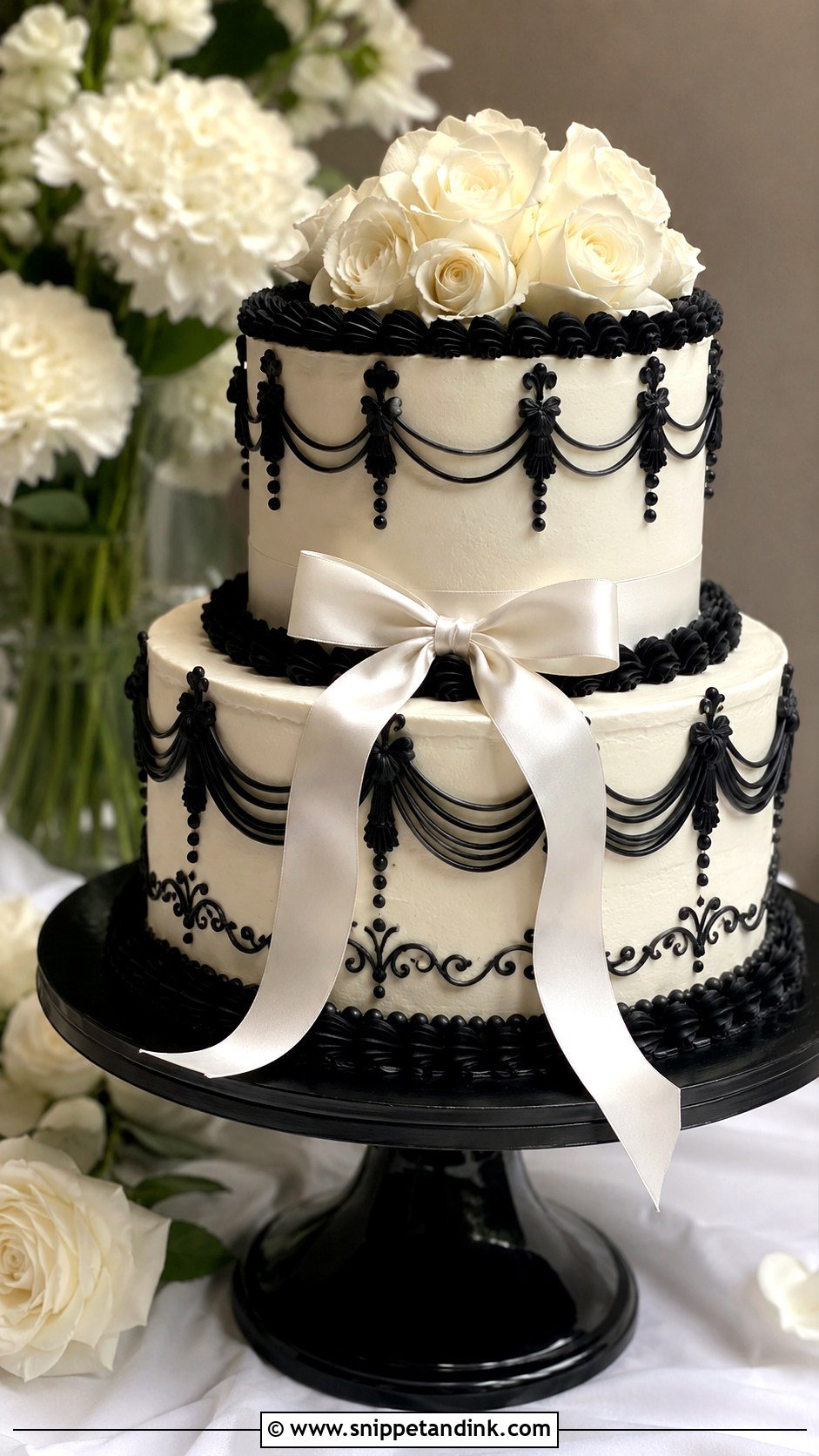 Black And White Lambeth Wedding Cake - Snippet and Ink - 25 Lambeth Style Wedding Cakes