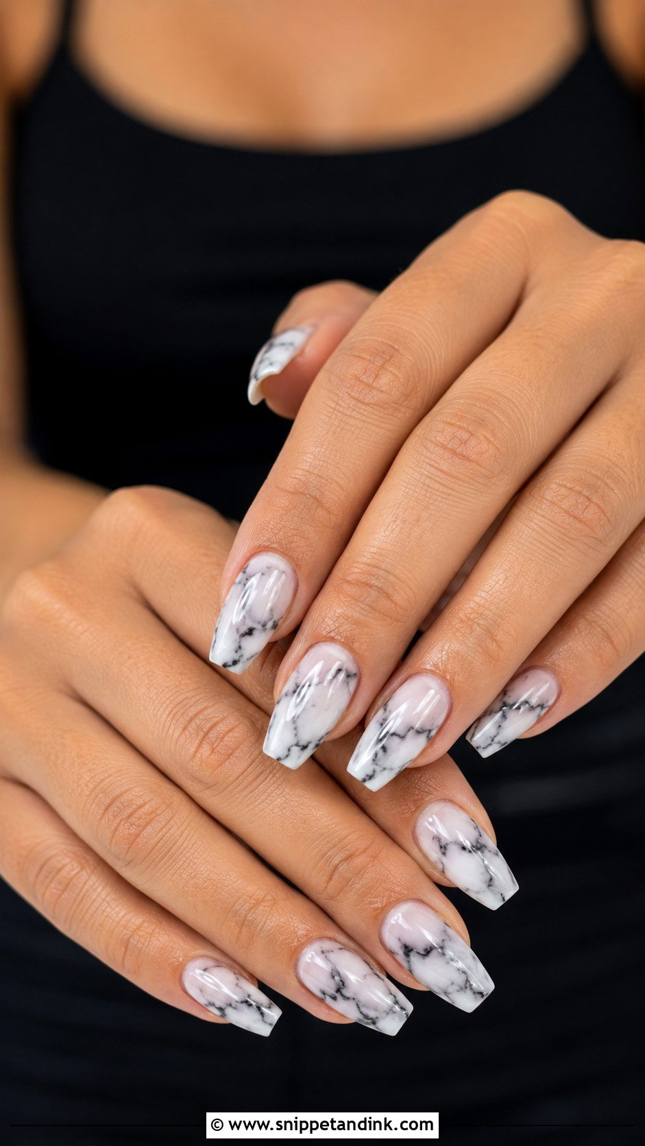 Black And White Marble Wedding Nails - Snippet and Ink - 20 Black and White Wedding Nails