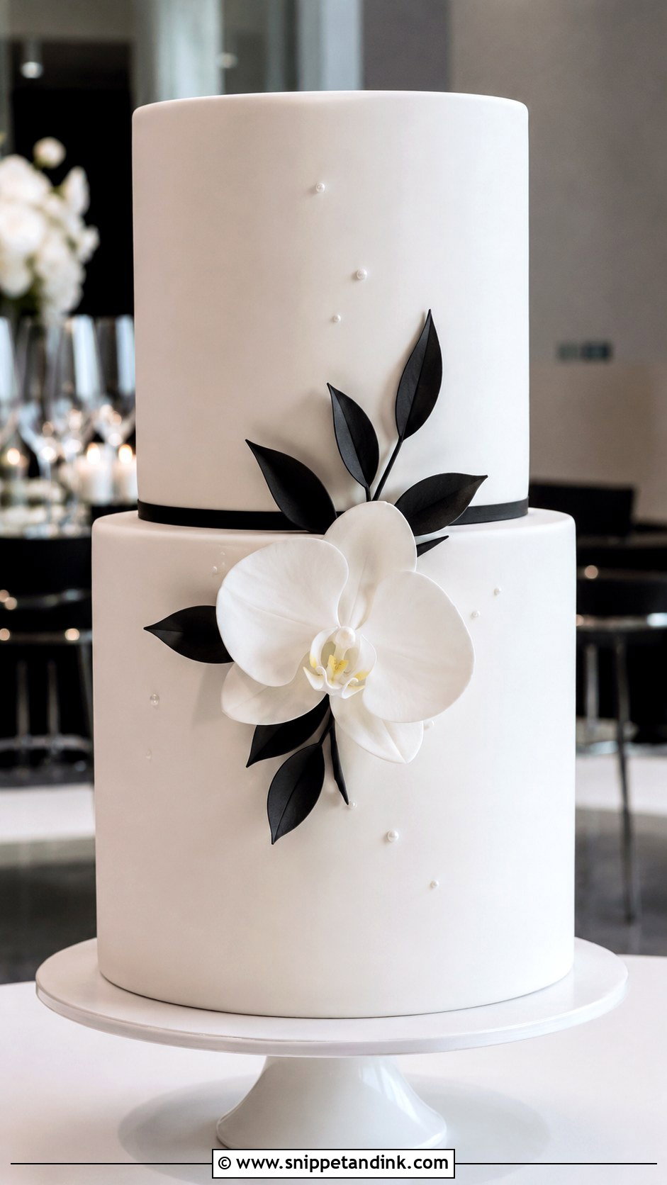 Black And White Minimalist Wedding Cake - Snippet and Ink - 20 Classic Black and White Wedding Cake Ideas