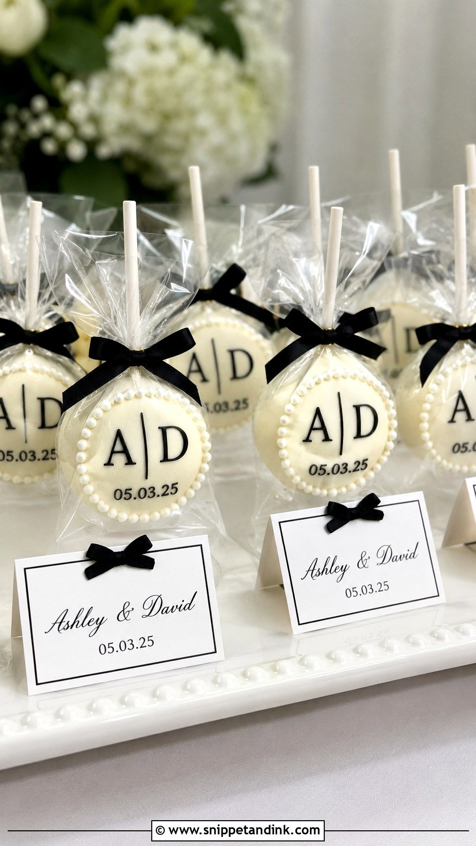 Black And White Monogram Cake Pops - Snippet and Ink - 20 Black and White Wedding Cake Pops
