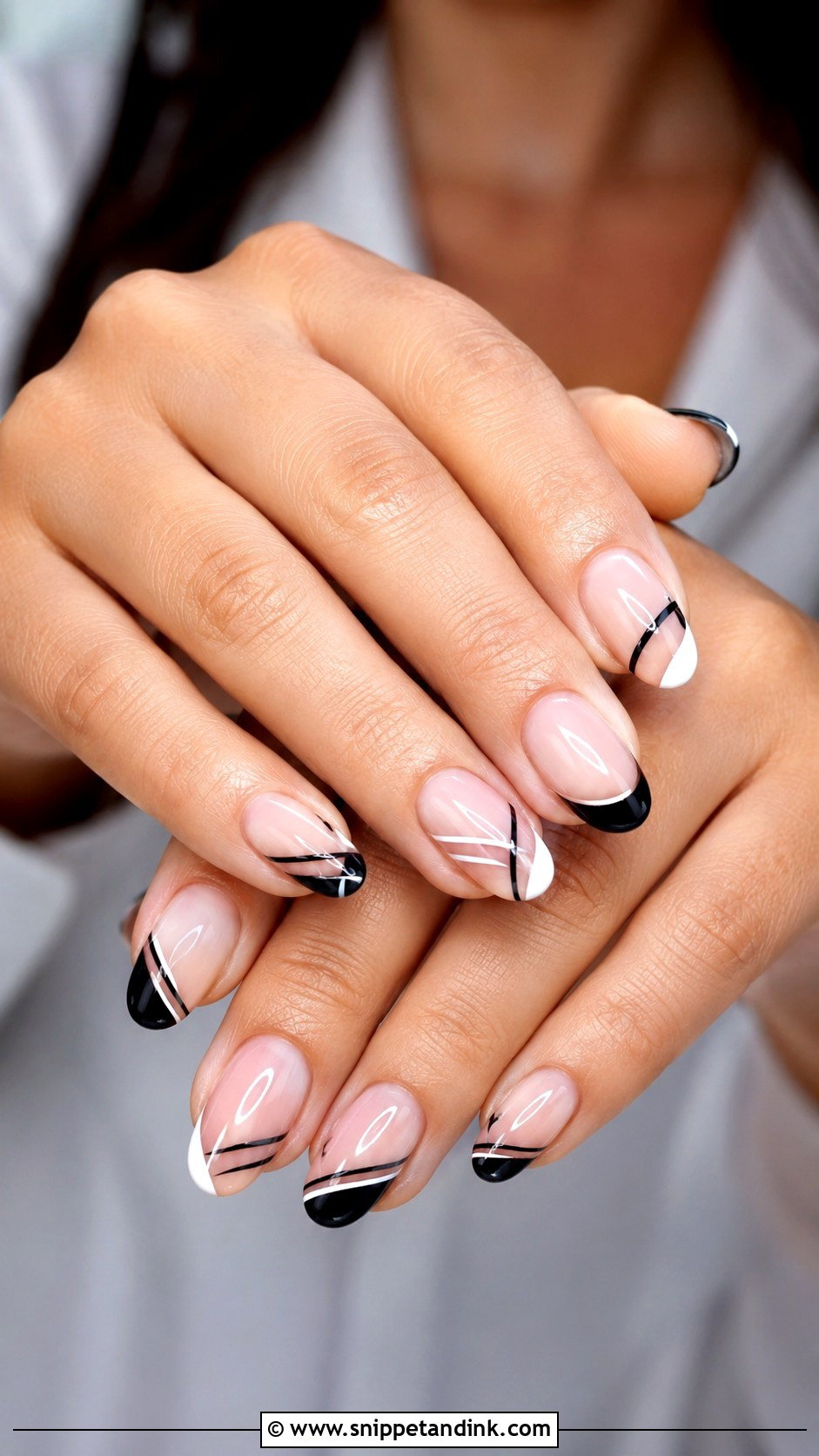 Black And White Negative Space Wedding Nails - Snippet and Ink - 20 Black and White Wedding Nails