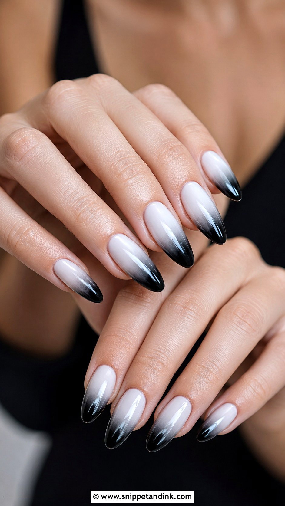 Black And White Ombre Wedding Nails - Snippet and Ink - 20 Black and White Wedding Nails
