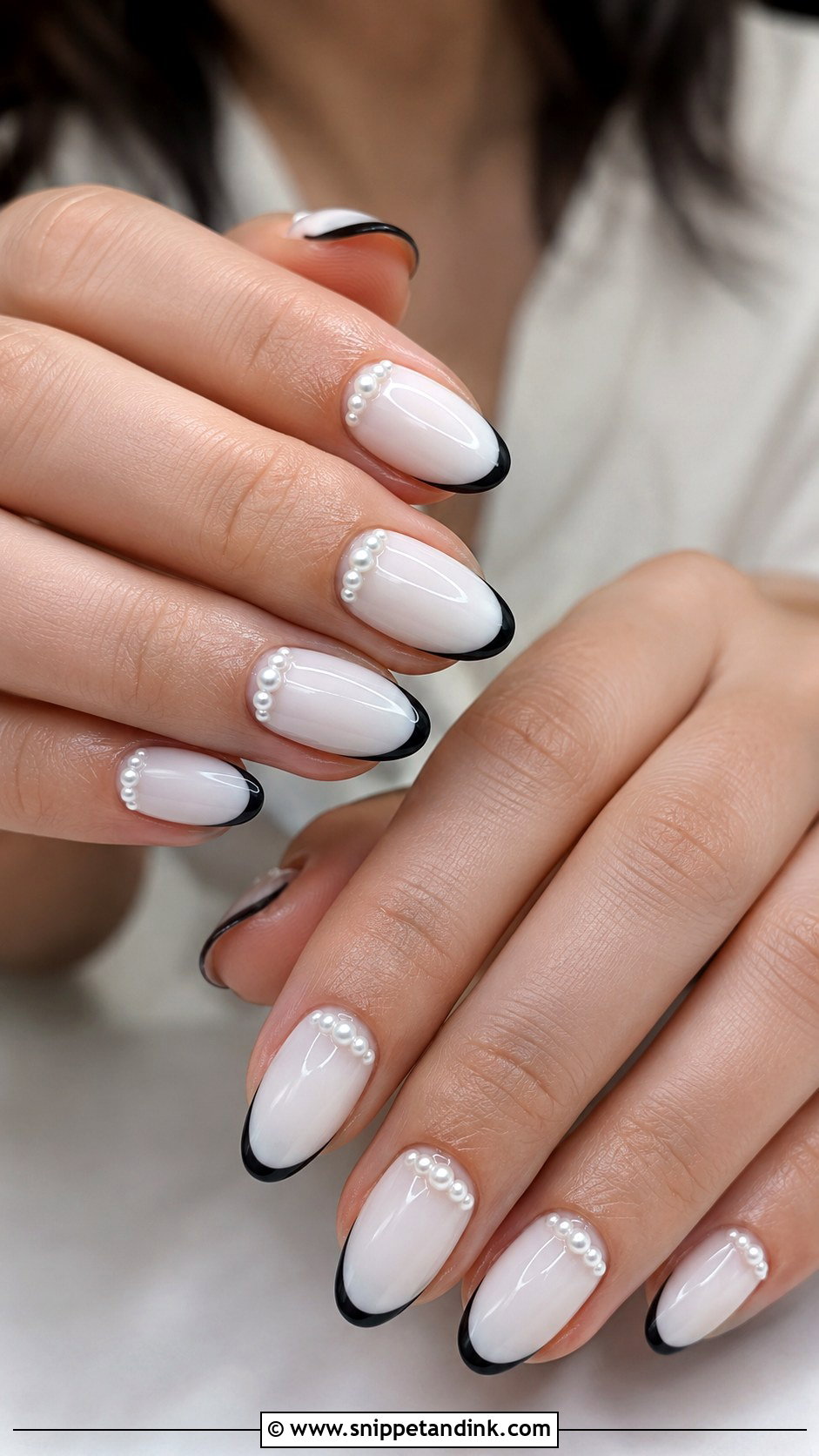 Black And White Pearl Wedding Nails - Snippet and Ink - 20 Black and White Wedding Nails