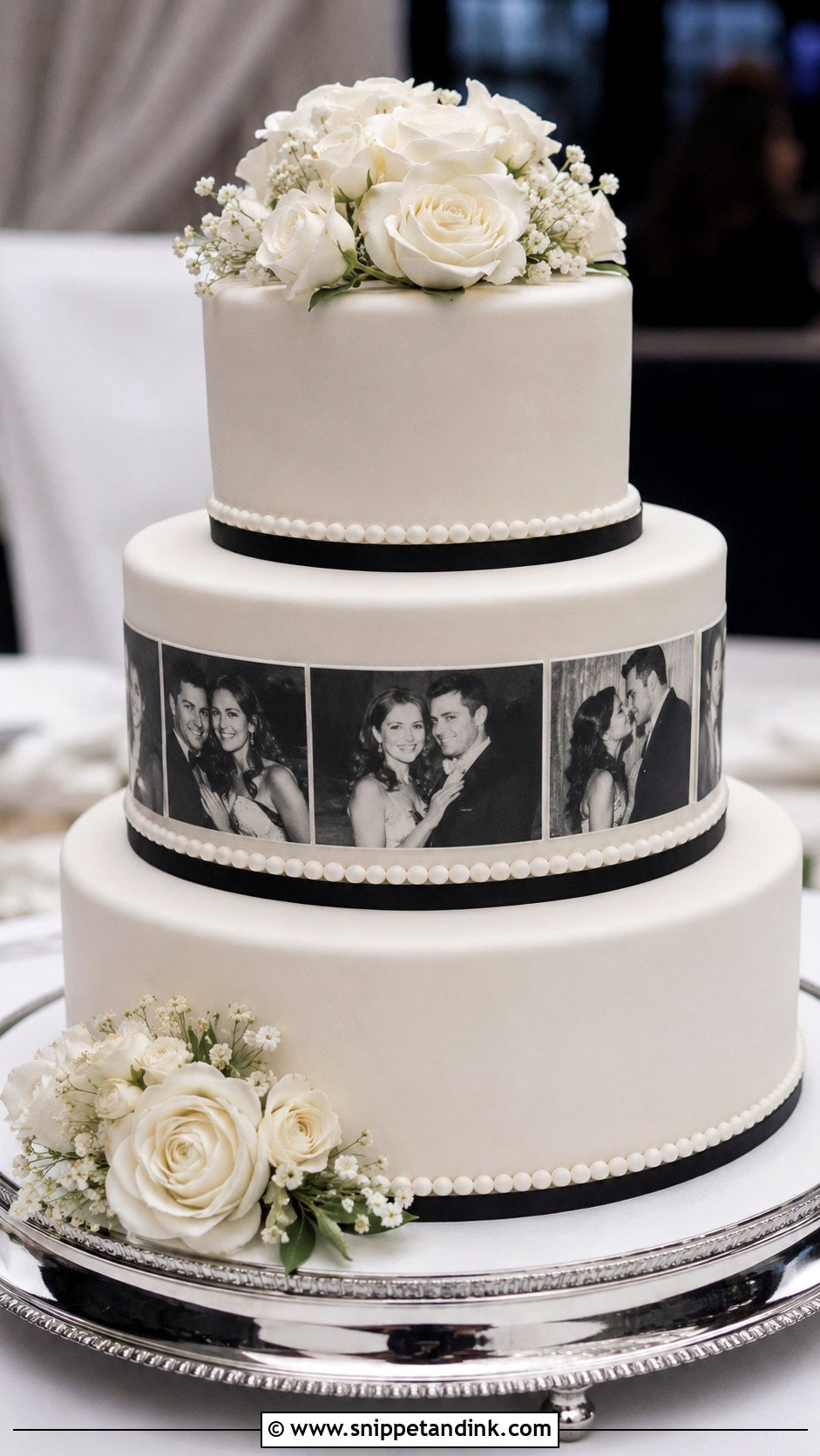 Black And White Photo Wedding Cake - Snippet and Ink - 25 Wedding Cake with Photos on It