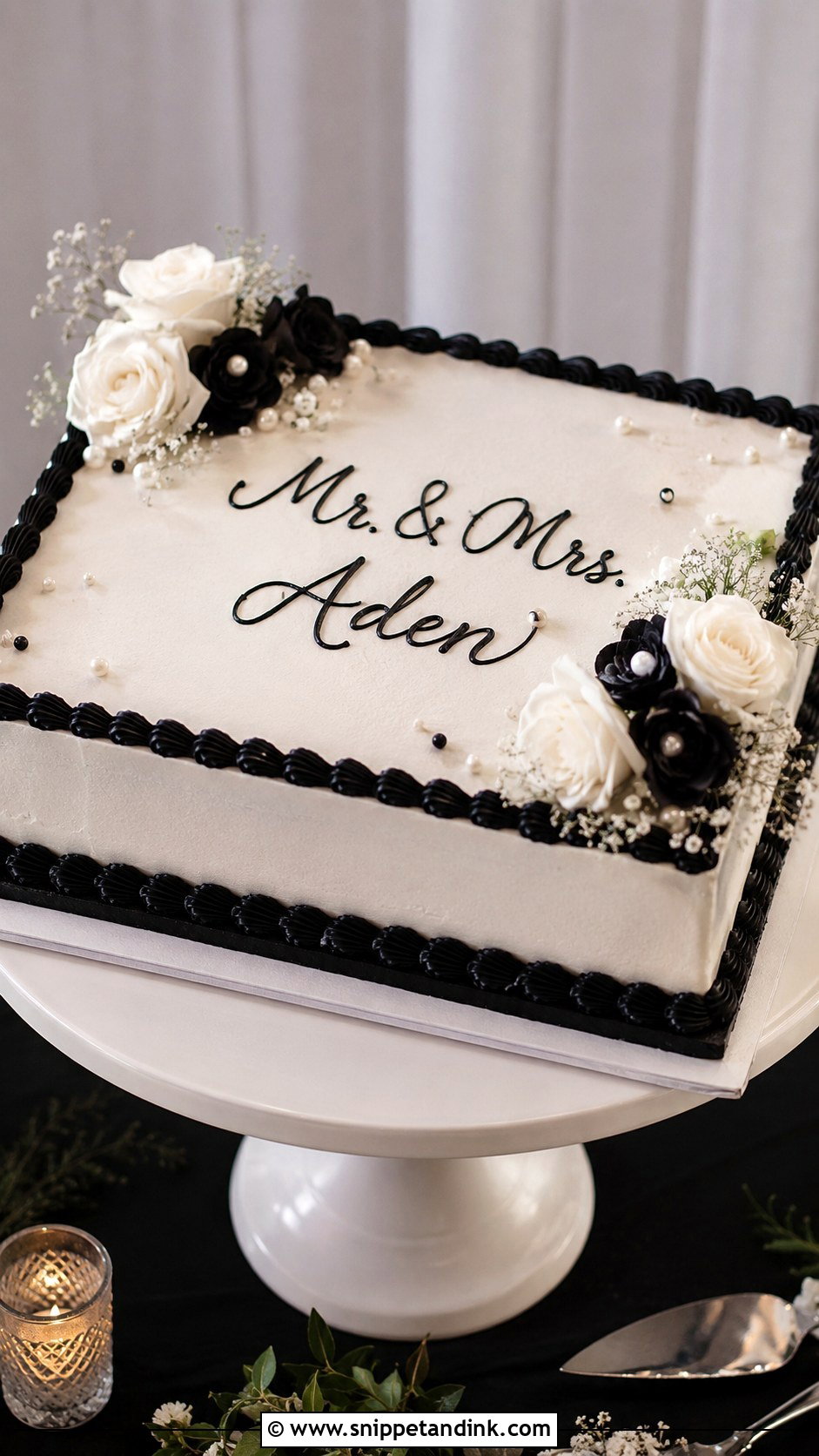 Black And White Sheet Cake For Wedding - Snippet and Ink - 20 Aesthetic Sheet Cake Ideas for Wedding