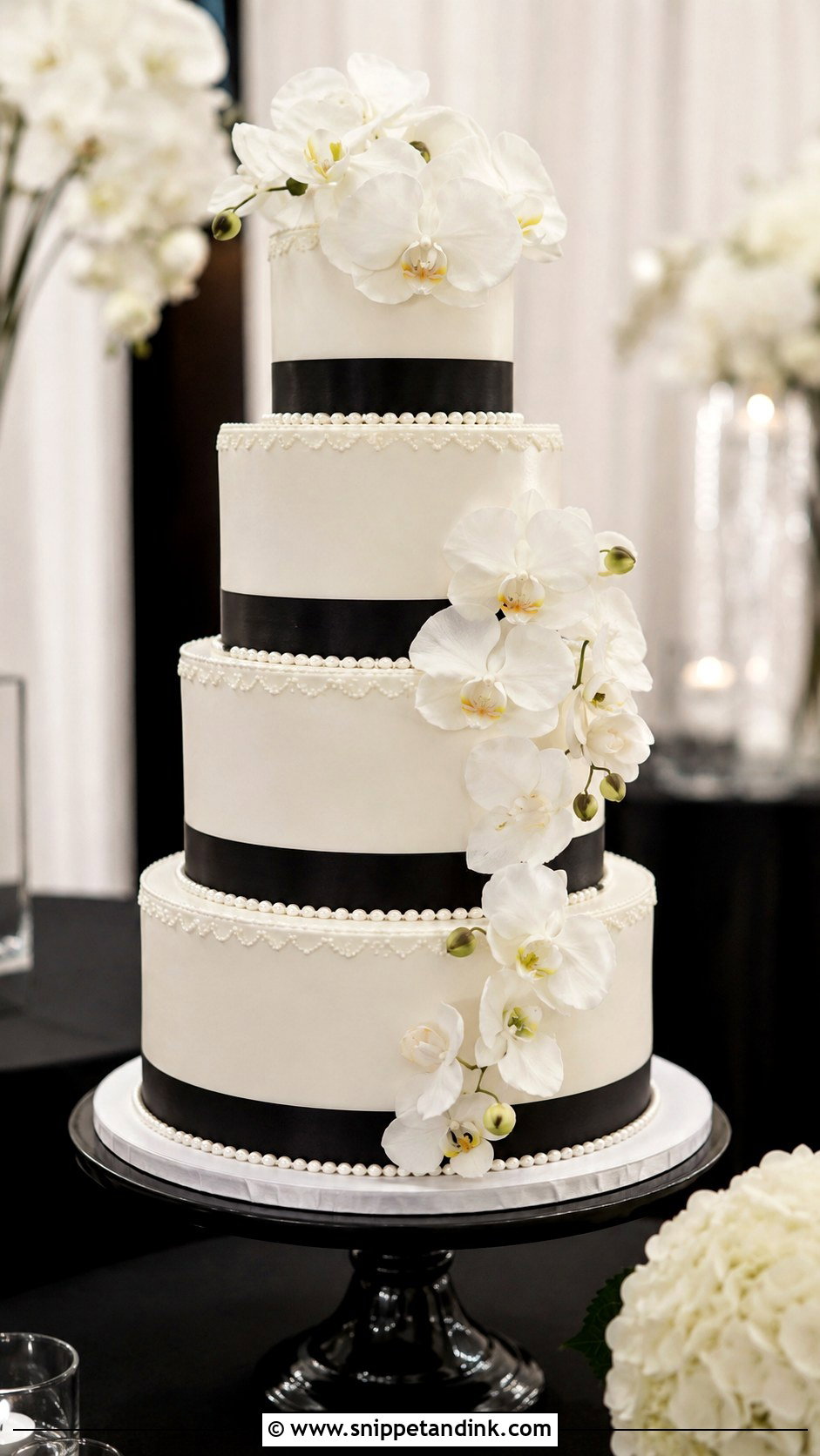 Black And White Stacked Wedding Cake - Snippet and Ink - 20 Stacking Wedding Cakes Ideas