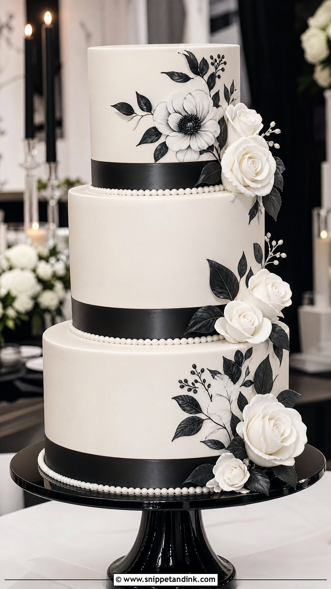 Black And White Tiered Wedding Cake - Snippet and Ink - 20 Tier Cake Designs for Wedding