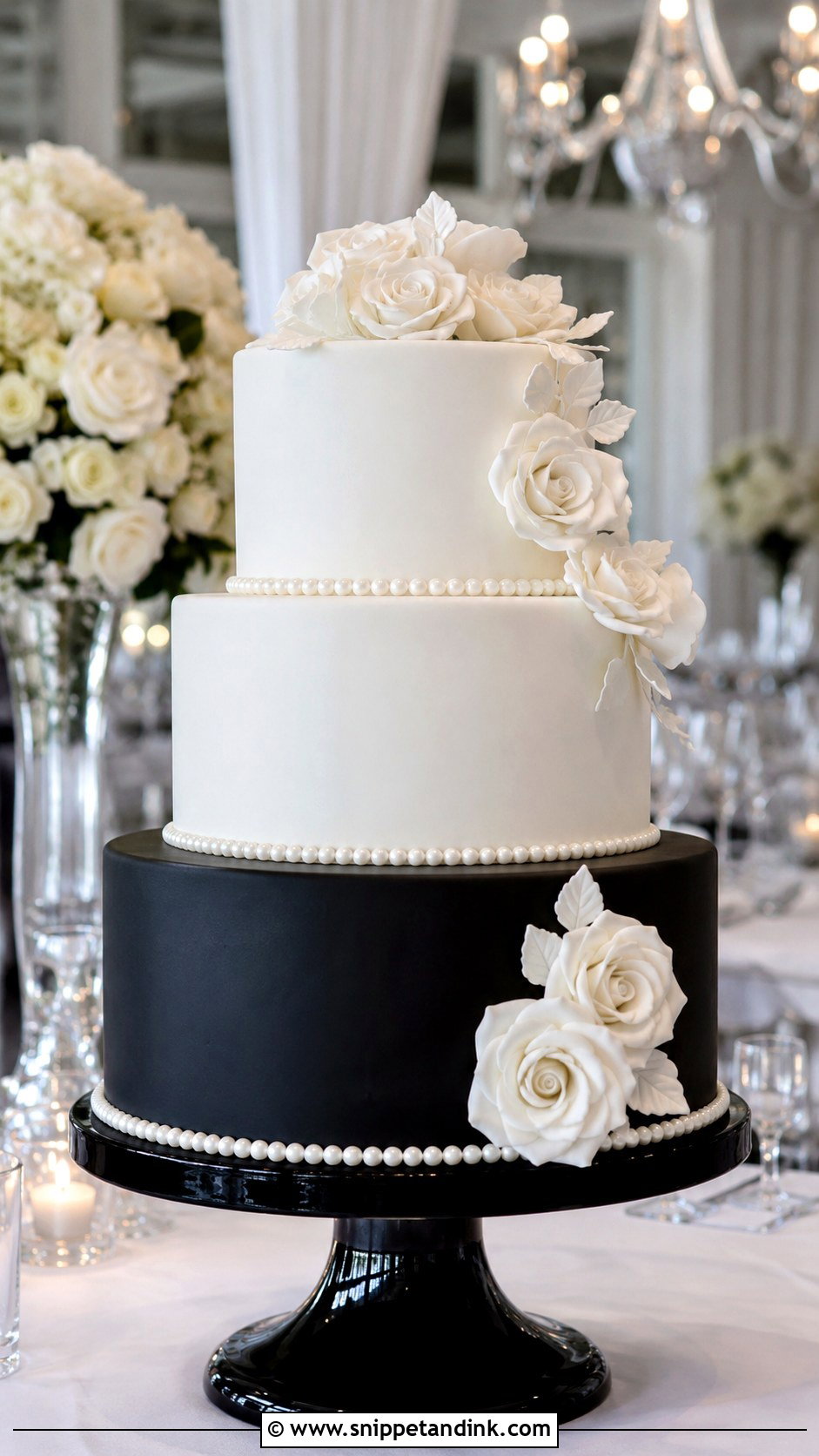 Black And White Two Tone Wedding Cake - Snippet and Ink - 20 Two Tone Wedding Cake Ideas