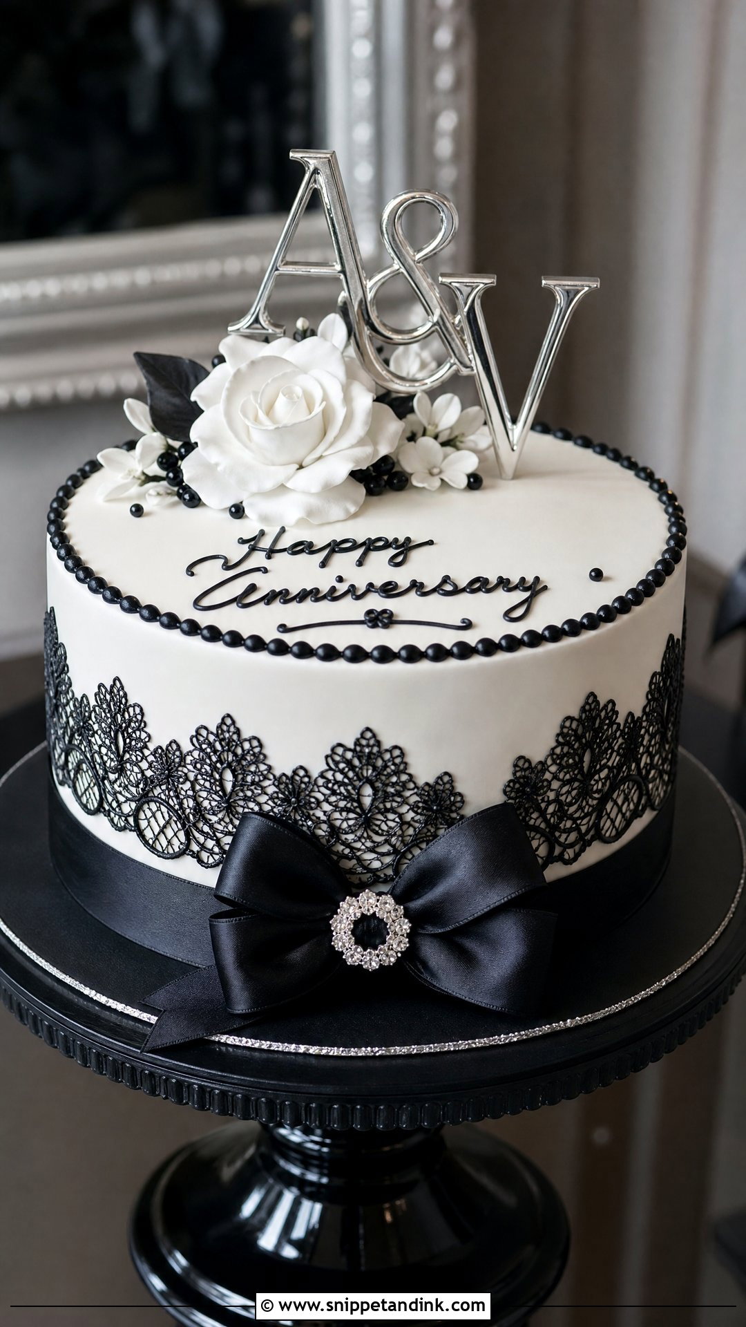Black And White Wedding Anniversary Cake - Snippet and Ink - 20 Wedding Anniversary Cake Ideas