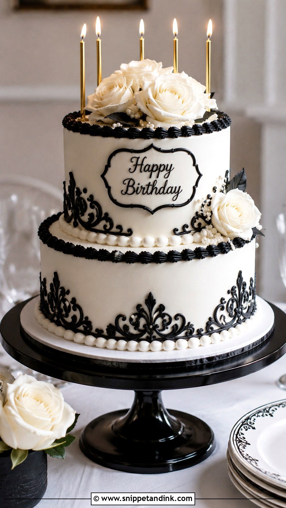Black And White Wedding Birthday Cake - Snippet and Ink - 20 Wedding Birthday Cake Ideas