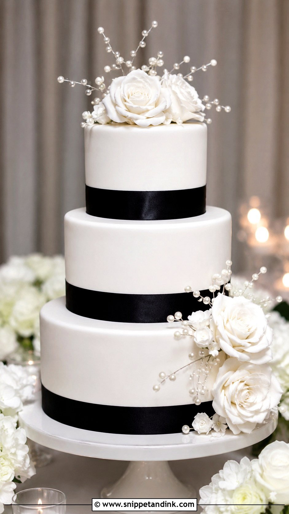 Black And White Wedding Cake - Snippet and Ink - 20 Elegant Wedding Cake Designs