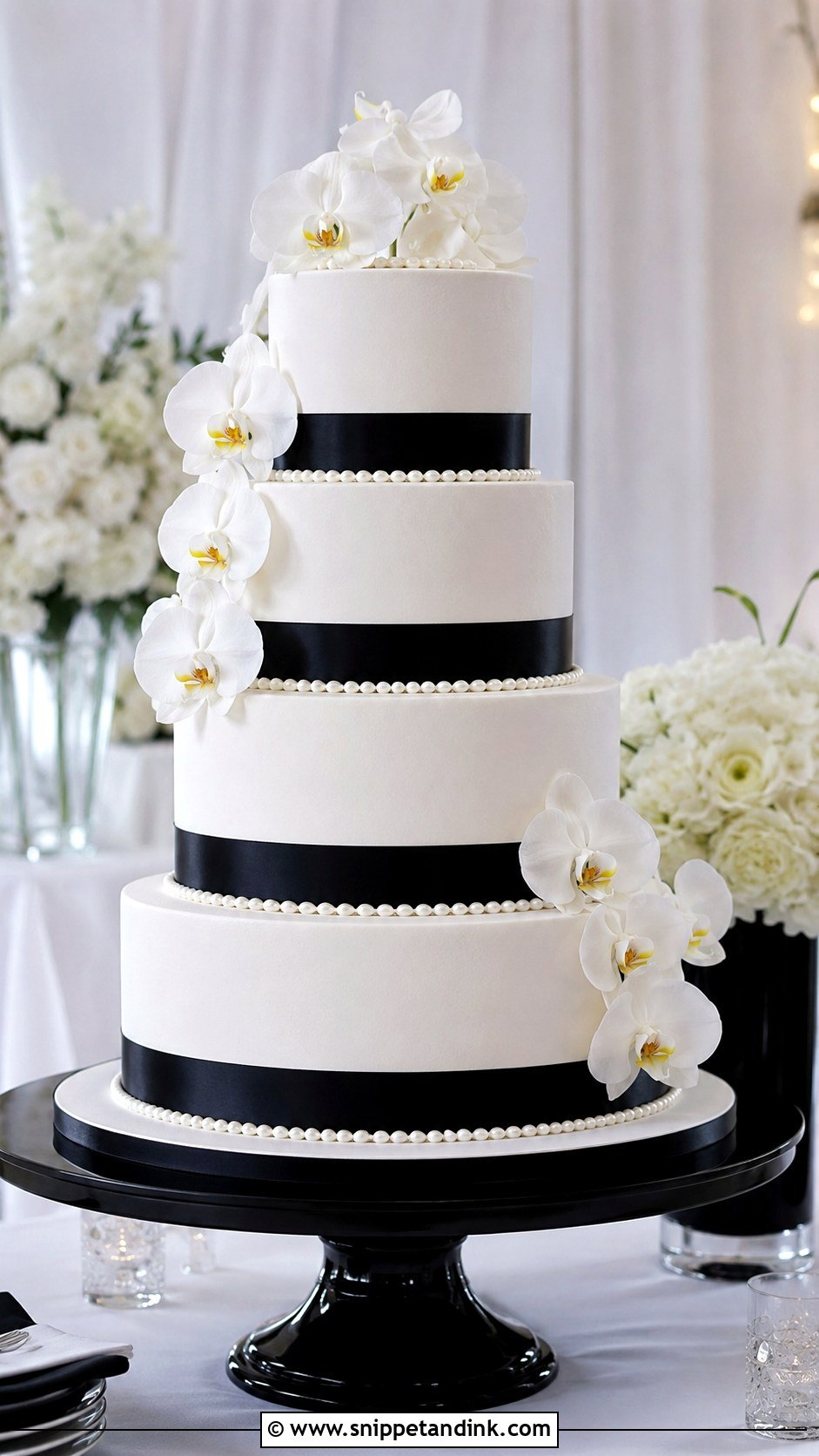 Black And White Wedding Cake - Snippet and Ink - 20 Fancy Wedding Cakes