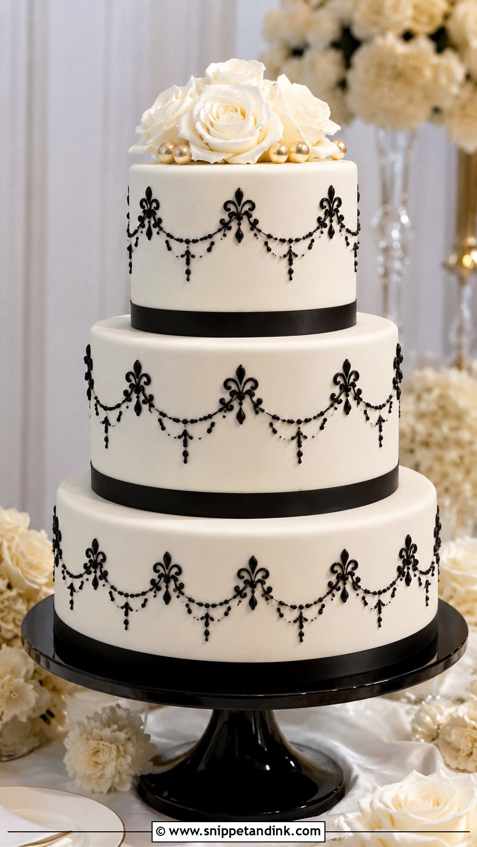 Black And White Wedding Cake - Snippet and Ink - 20 Gorgeous Wedding Cake Ideas