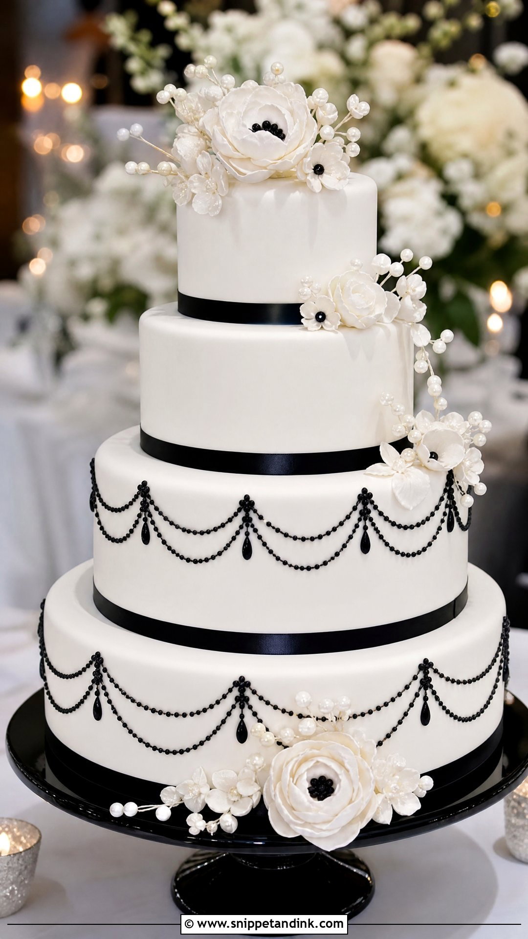 Black And White Wedding Cake - Snippet and Ink - 20 Luxury Wedding Cake Designs