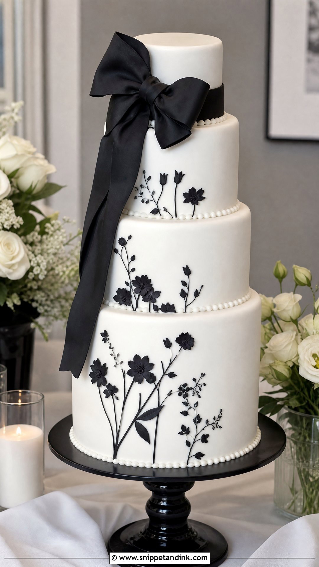 Black And White Wedding Cake - Snippet and Ink - 20 Wedding Cake 2025
