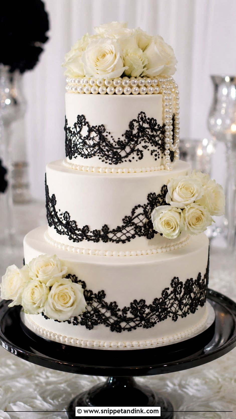 Black And White Wedding Cake - Snippet and Ink - 20 Wedding Cake Chart