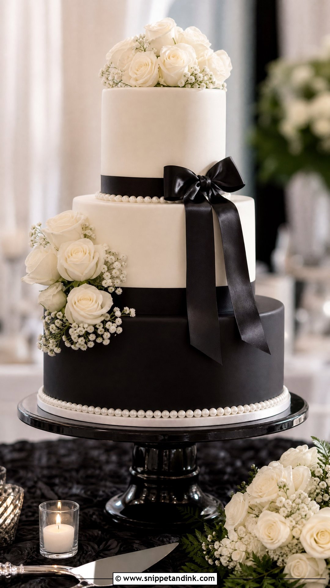 Black And White Wedding Cake - Snippet and Ink - 20 Wedding Cake Inspiration