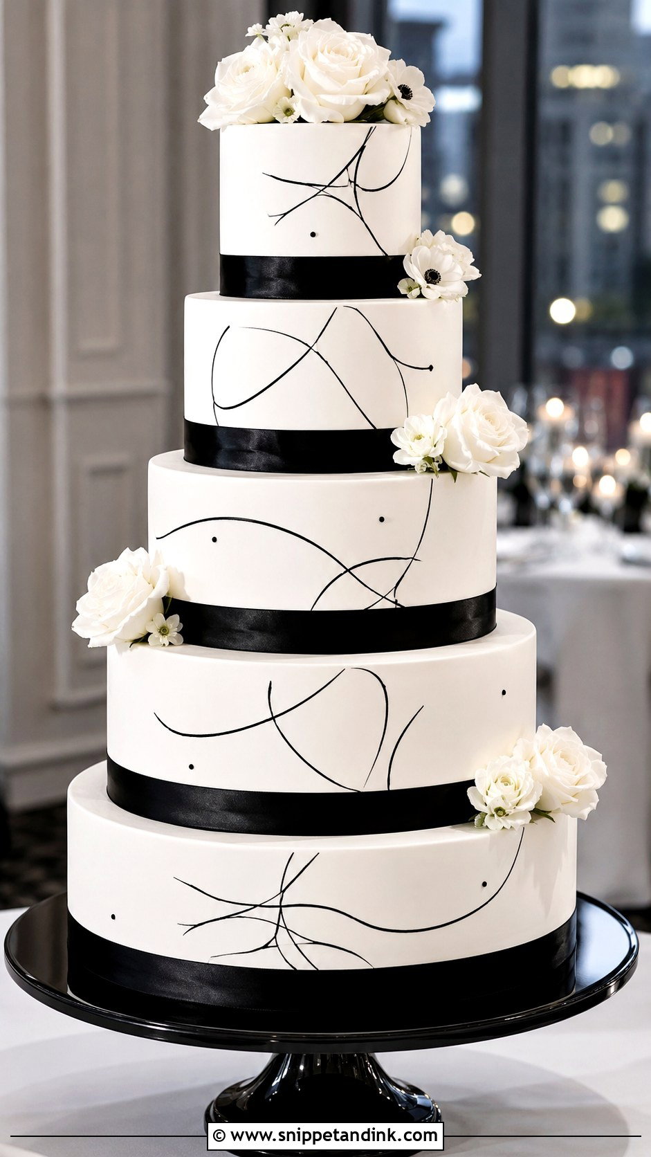 Black And White Wedding Cake - Snippet and Ink - 20 Wedding Cakes for 200 Guests