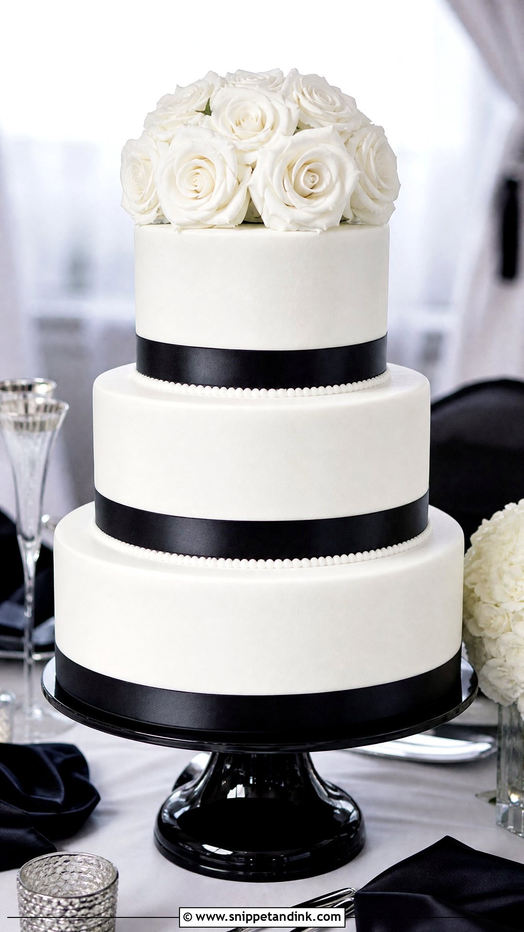 Black And White Wedding Cake - Snippet and Ink - 25 Elegant Unique Classy Wedding Cakes