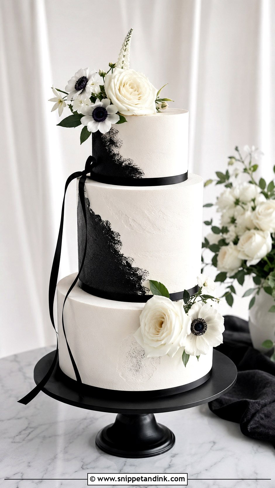 Black And White Wedding Cake - Snippet and Ink - 20 Cake Photoshoot Aesthetic Ideas for Wedding