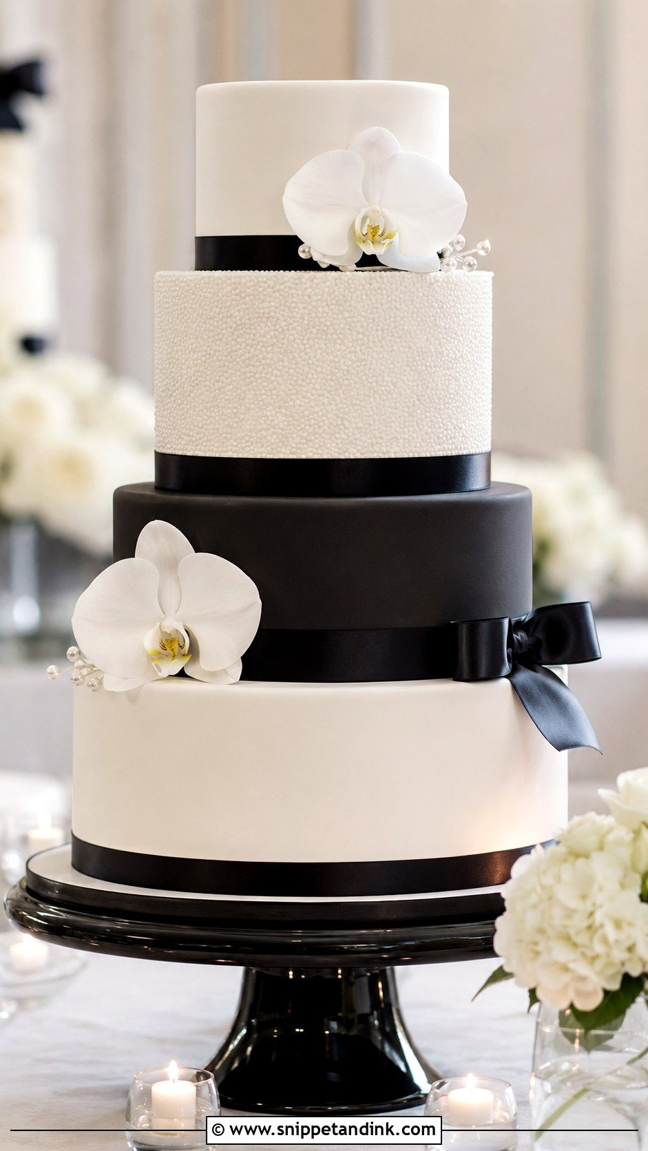 Black And White Wedding Cake - Snippet and Ink - 30 Elegant Wedding Cake Ideas