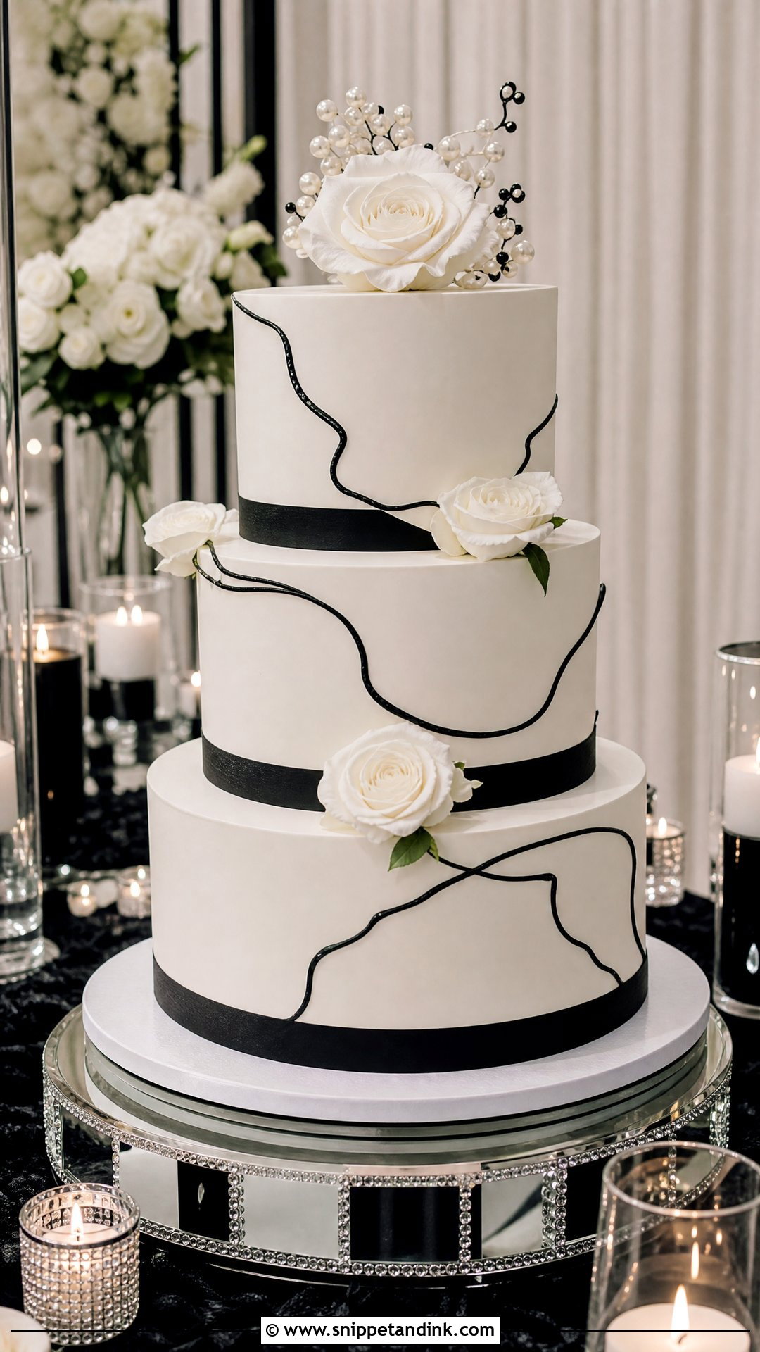 Black And White Wedding Cake - Snippet and Ink - 30 Modern Wedding Cake Ideas