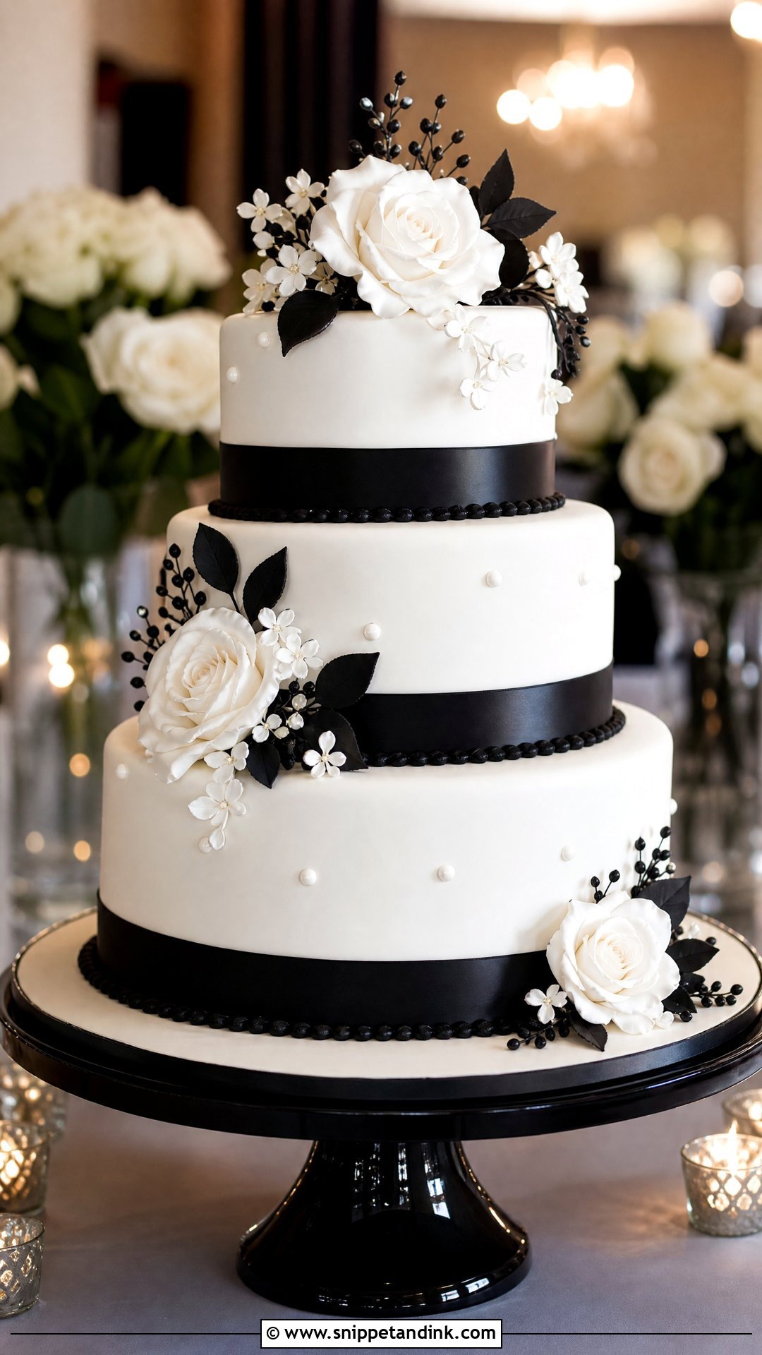 Black And White Wedding Cake - Snippet and Ink - 30 Pretty Cake Ideas for Wedding