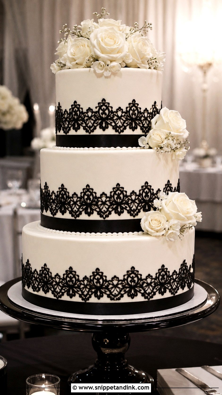 Black And White Wedding Cake - Snippet and Ink - 20 Cakes with Pictures for Wedding