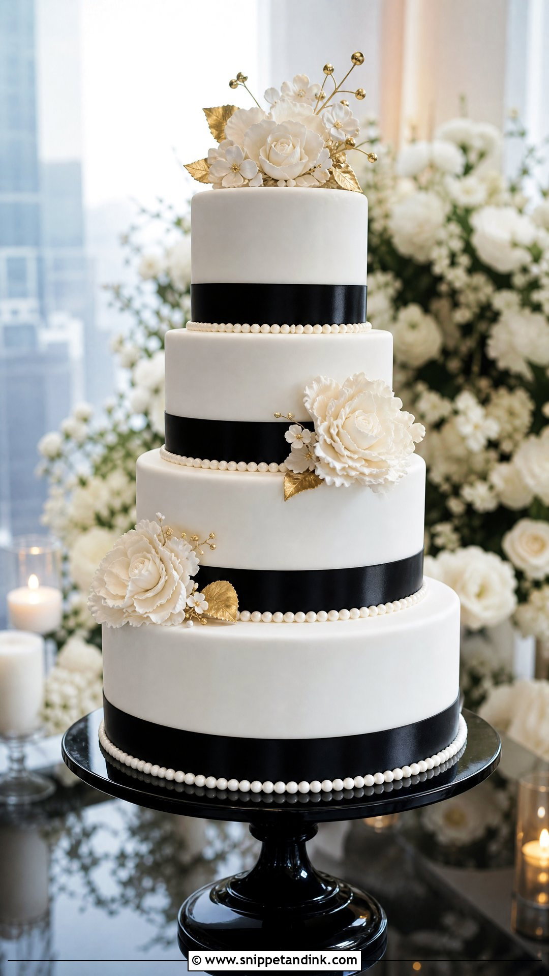Black And White Wedding Cake - Snippet and Ink - 35 Wedding Cakes